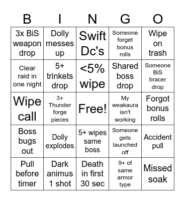 Throne of Thunder Bingo Card