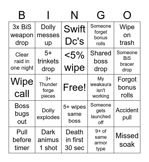 Throne of Thunder Bingo Card