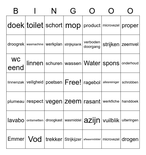 bingo schoonmaak Bingo Card