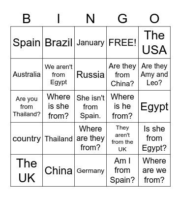 Family and friends 3 Bingo Card