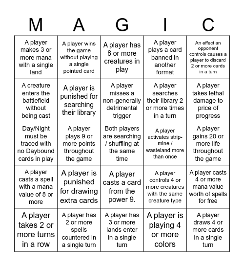Canlander Bingo Card