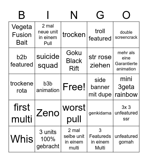 Dokkan 11th Anniversary Bingo! Bingo Card