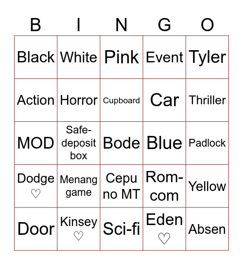 Bingo w/ Dodge! ♡ Bingo Card
