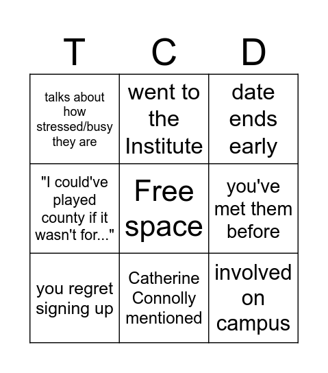 Trinity Cupids Bingo Card