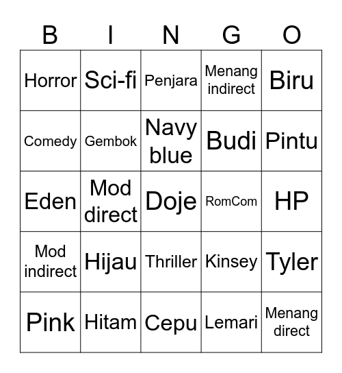 Emir Bingo Card