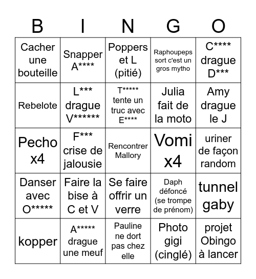 OBiberon Bingo Card