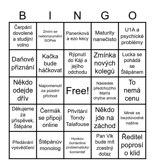 Bingo porada Bingo Card