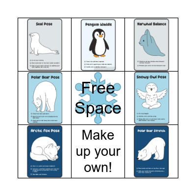 Winter Animal Yoga BINGO Card