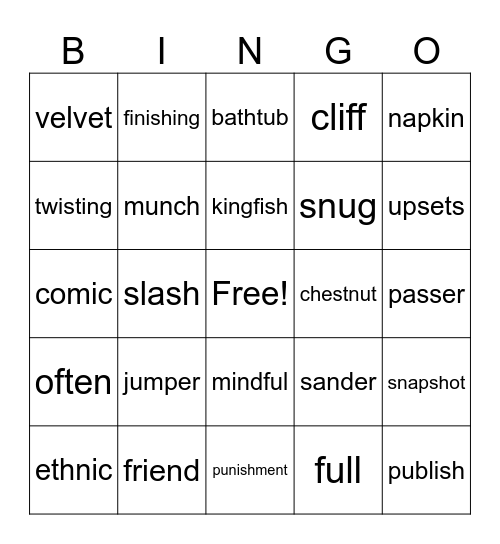 Just Words 5-6 Bingo Card