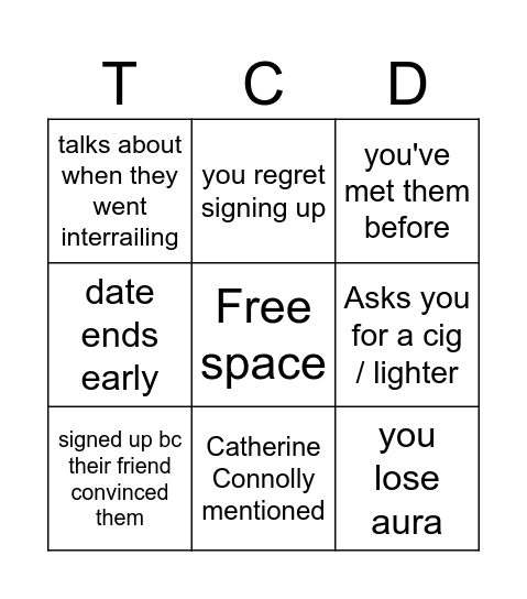 Trinity Cupids Bingo Card