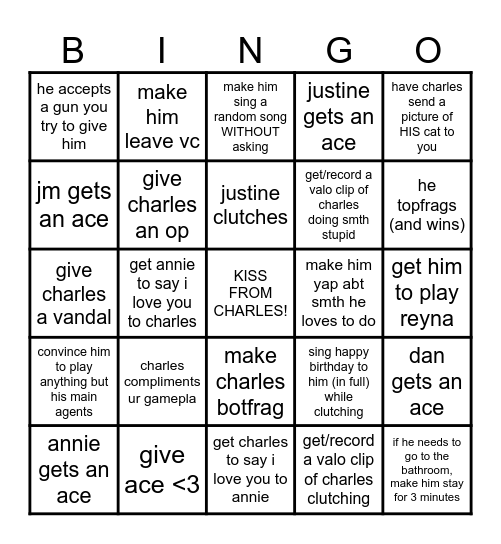 CHARLES' HAPPY 22TH Bingo Card