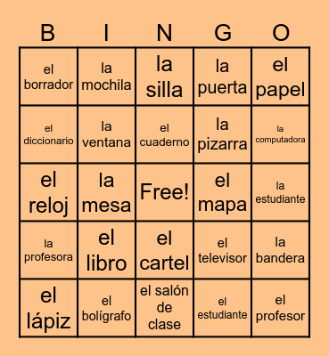 En el salón de clase Bingo Card