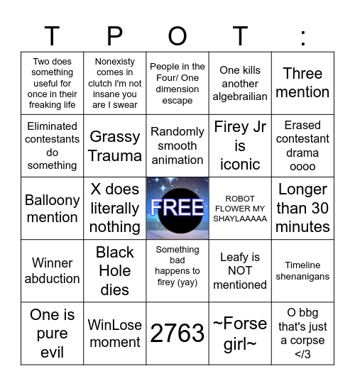 TPOT 21 BINGO YAAAAYY Bingo Card