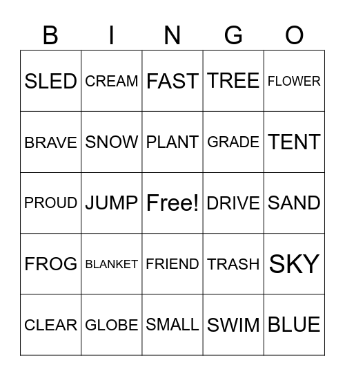 CONSTANT BLEND WORDS Bingo Card