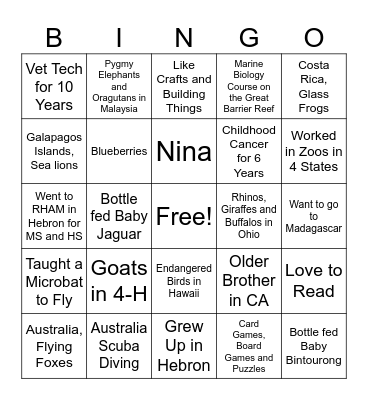 Get to Know Ms. Begin Bingo Card