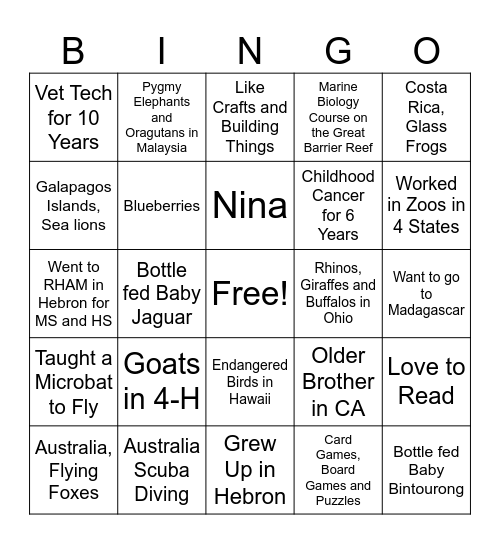 Get to Know Ms. Begin Bingo Card