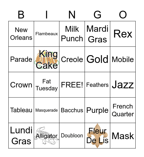 Mardi Gras Bingo Card
