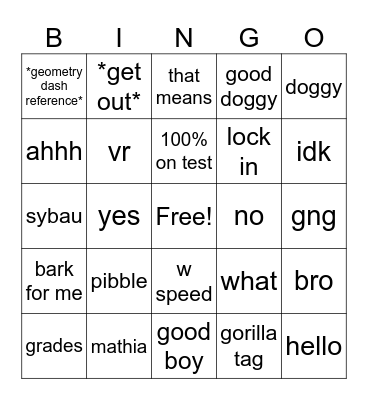 things lyndon says to alex Bingo Card