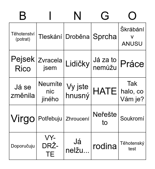 Tvarohové Bingo Card