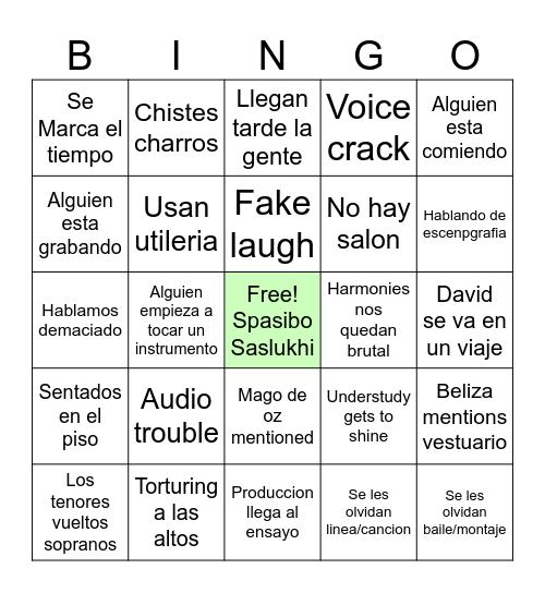 Ttm bingo Card