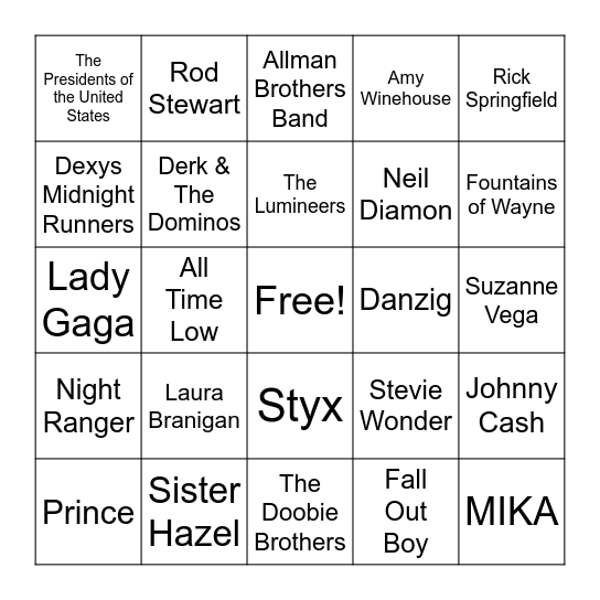 Names & Titles Bingo Card