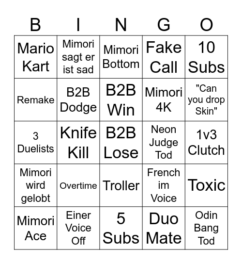 Weylowänt Bingo Card