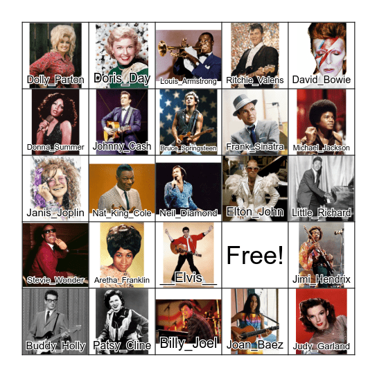 Musician Bingo Card