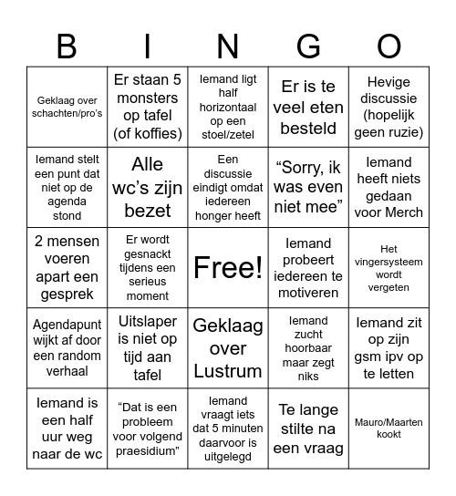 Praesidiumweekend Bingo Card