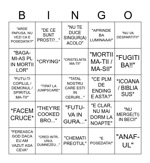 FILME HORROR Bingo Card