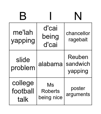 connection 1 Bingo Card