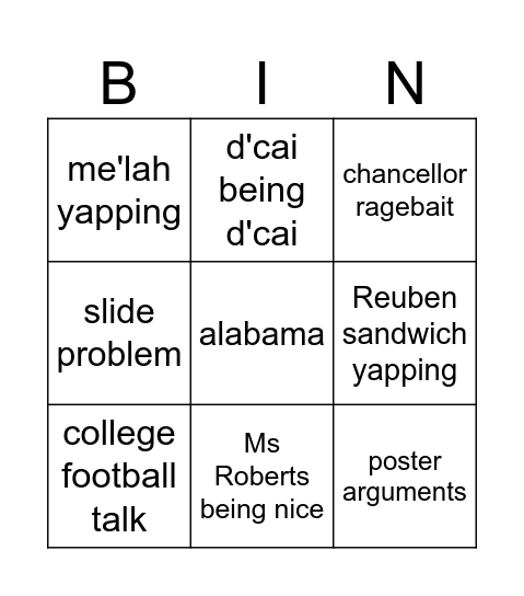 connection 1 Bingo Card