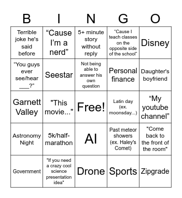 Grande Bingo Card