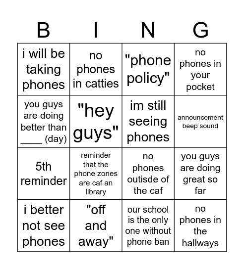 E man announcement BINGO! Bingo Card