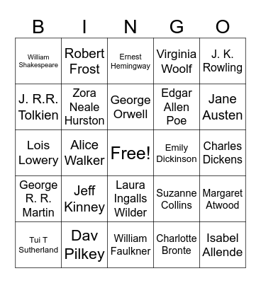 ABC (authors, books and culture) Bingo Card