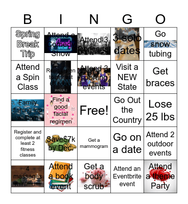 2026 Self Care Bingo Card
