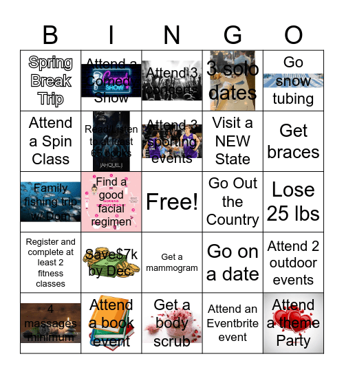 2026 Self Care Bingo Card