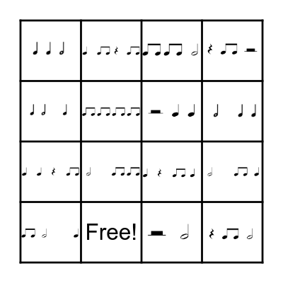 Rhythm Bingo Card
