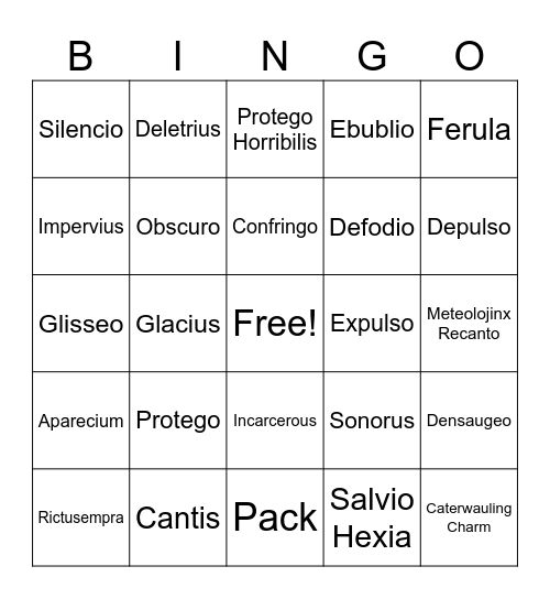 Charms Bingo Card