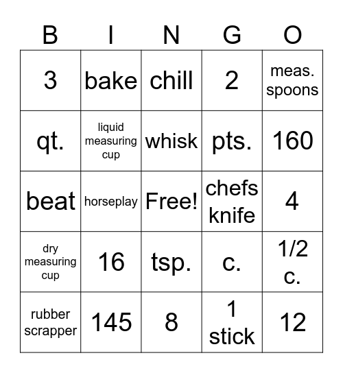 Review Bingo Card