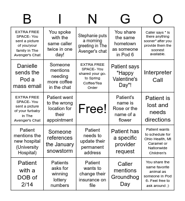 Pod 6 BINGO Card