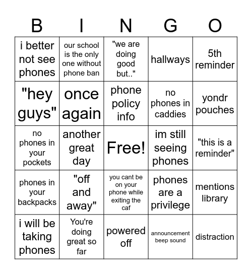 Egan Bingo Card