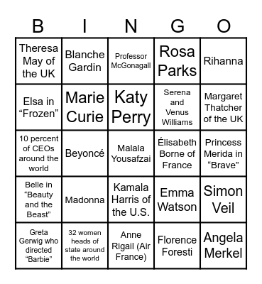 GIRL BOSS Bingo Card