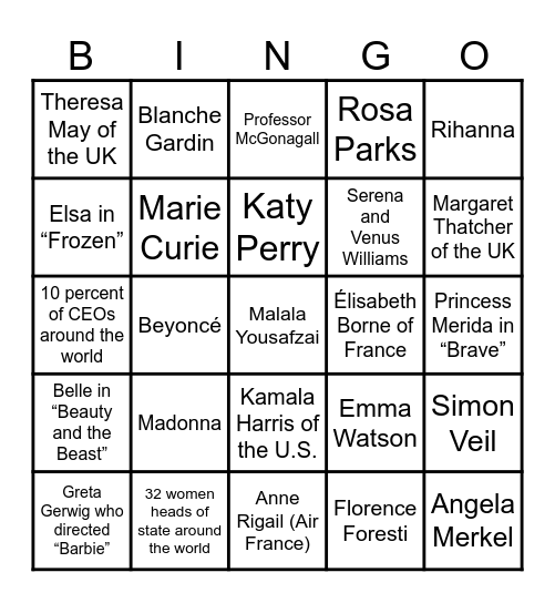 GIRL BOSS Bingo Card