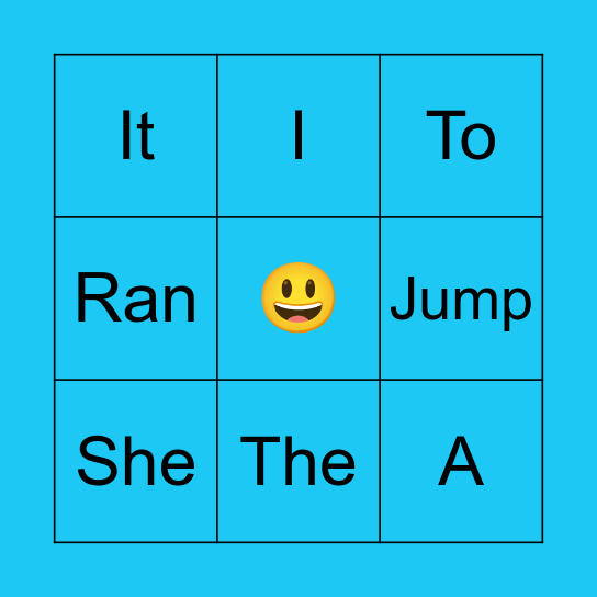Sight Word Bingo Card