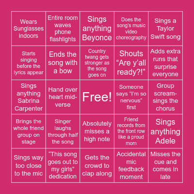 KARAOKE BINGO Card