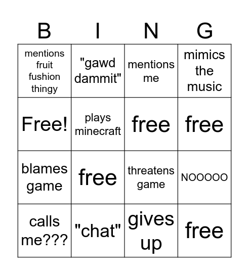 musically bingo Card
