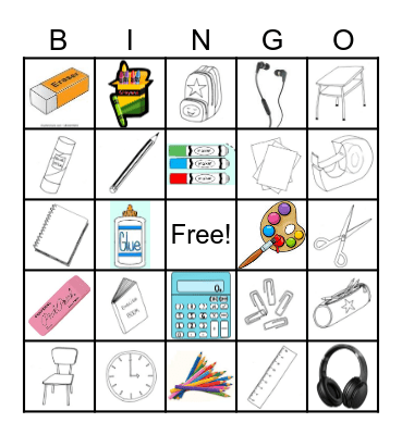 School Supplies Bingo Card