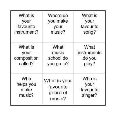 About MY Music Bingo Card