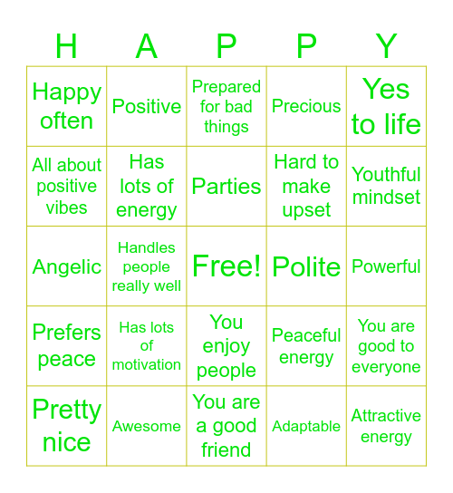 Happy Bingo Card