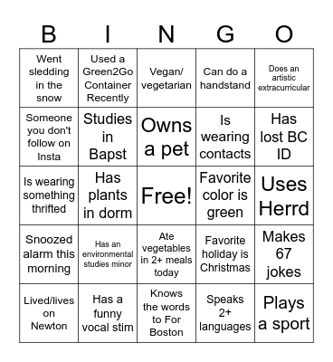 E&S Bingo Card